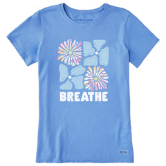 Women's Flower Grid Breathe Tie Dye Short Sleeve Tee
