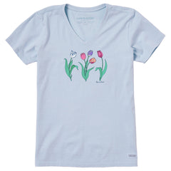 Women's 3 Genuine Tulips Short Sleeve Crusher Vee