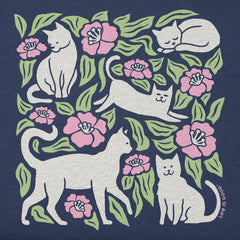 Kids Cats Among Flowers Short Sleeve Crusher Tee