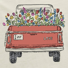 Women's Flower Love Truck Short Sleeve Crusher Vee