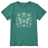 Women's Butterfly Pattern Short Sleeve Crusher Tee