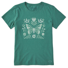 Women's Butterfly Pattern Short Sleeve Crusher Tee