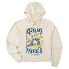 Women's Groovy Harpoon Good Vibes Crusher Boxy Hoodie