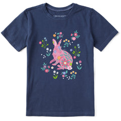 Kids Floral Bunny Short Sleeve Crusher Tee