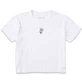 Women's Embroidered Wildflower Bouquet Short Sleeve Crusher Boxy Tee