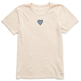 Women's Embroidered Heart Short Sleeve Crusher Tee