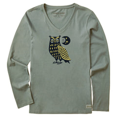 Women's Harvest Owl Long Sleeve Crusher Vee
