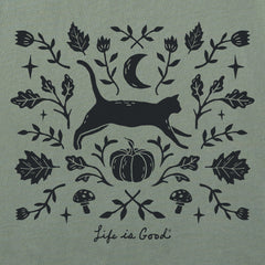 Women's Fall Foliage Cat Long Sleeve Crusher Tee