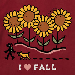 Women's I Love Fall Sunflower Hike Long Sleeve Crusher Tee