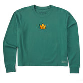 Women's Happy Leaf Long Sleeve Crusher Boxy Tee