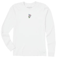 Women's Embroidered Wildflower Bouquet Long Sleeve Crusher Tee