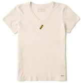 Women's Embroidered Olives Short Sleeve Crusher Vee