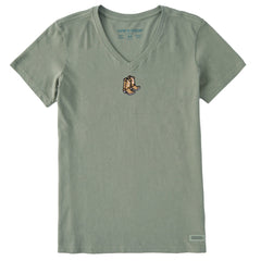 Women's Embroidered Cowboy Boots Short Sleeve Crusher Vee