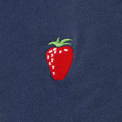Women's Embroidered Strawberry Short Sleeve Crusher Vee