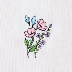 Women's Embroidered Wildflower Bouquet Short Sleeve Crusher Vee