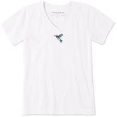 Women's Embroidered Hummingbird Short Sleeve Crusher Vee