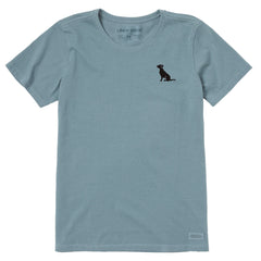 Women's Embroidered Sitting Dog Short Sleeve Crusher Tee