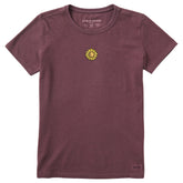 Women's Embroidered Sunflower Short Sleeve Crusher Tee