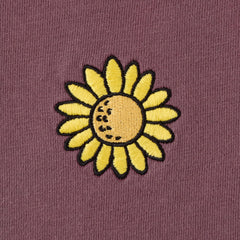 Women's Embroidered Sunflower Short Sleeve Crusher Tee