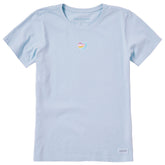 Women's Embroidered Ocean Heart Short Sleeve Crusher Tee