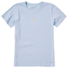 Women's Embroidered Ocean Heart Short Sleeve Crusher Tee