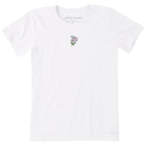 Women's Embroidered Wildflower Bouquet Short Sleeve Crusher Tee