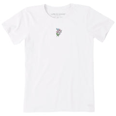 Women's Embroidered Wildflower Bouquet Short Sleeve Crusher Tee
