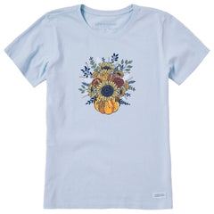 Women's Fall Pumpkin Flowers Short Sleeve Crusher Tee