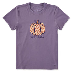 Women's Fall Pattern Pumpkin Short Sleeve Crusher Tee