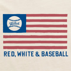 Men's Red White and Baseball Flag Short Sleeve Tee