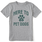 Kids Here to Pet Dogs Short Sleeve Crusher Tee