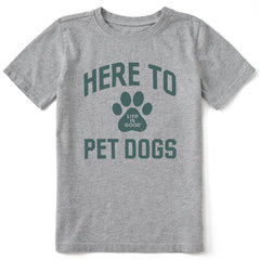 Kids Here to Pet Dogs Short Sleeve Crusher Tee