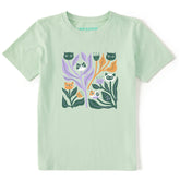 Kids Cat Flowers Short Sleeve Crusher Tee