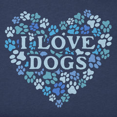 Women's I Love Dogs Paw Prints Short Sleeve Vee