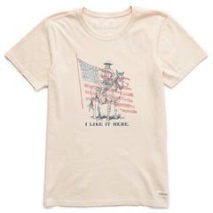Women's I Like It Here Cowboy Short Sleeve Crusher Tee
