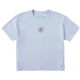 Women's Embroidered Daisy Short Sleeve Crusher Boxy Tee