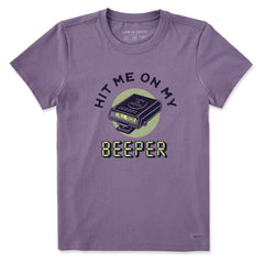 Women's Hit Me on My Beeper Short Sleeve Crusher Tee