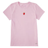 Women's Embroidered Strawberry Short Sleeve Crusher Tee