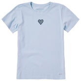 Women's Embroidered Heart Short Sleeve Crusher Tee