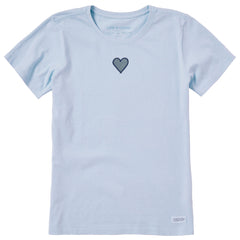 Women's Embroidered Heart Short Sleeve Crusher Tee