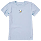 Women's Embroidered Daisy Short Sleeve Crusher Tee