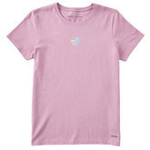 Women's Embroidered Ocean Heart Short Sleeve Crusher Tee