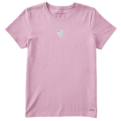 Women's Embroidered Ocean Heart Short Sleeve Crusher Tee