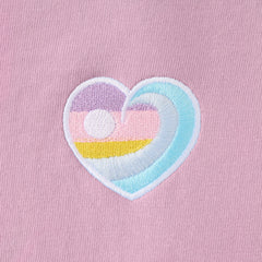 Women's Embroidered Ocean Heart Short Sleeve Crusher Tee