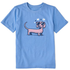 Kids Dachshund Love Short Sleeve Crusher Tee