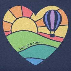 Women's Hot Air Balloon Heart Short Sleeve Vee