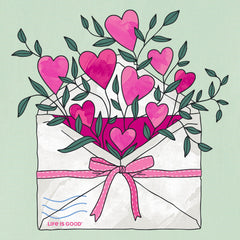 Women's Envelope Heart Flowers Short Sleeve Crusher Tee
