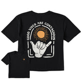 Women's Good Vibes are Contagious Hang Loose Short Sleeve Crusher Boxy Tee