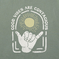 Women's Good Vibes are Contagious Hang Loose Short Sleeve Crusher Tee