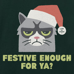 Men's Festive Enough For Ya? Long Sleeve Crusher Tee